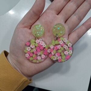 Floral Glitter Earrings